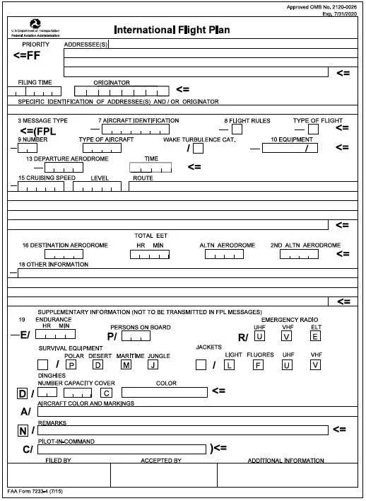 flight plan template - فرم فلایت پلن