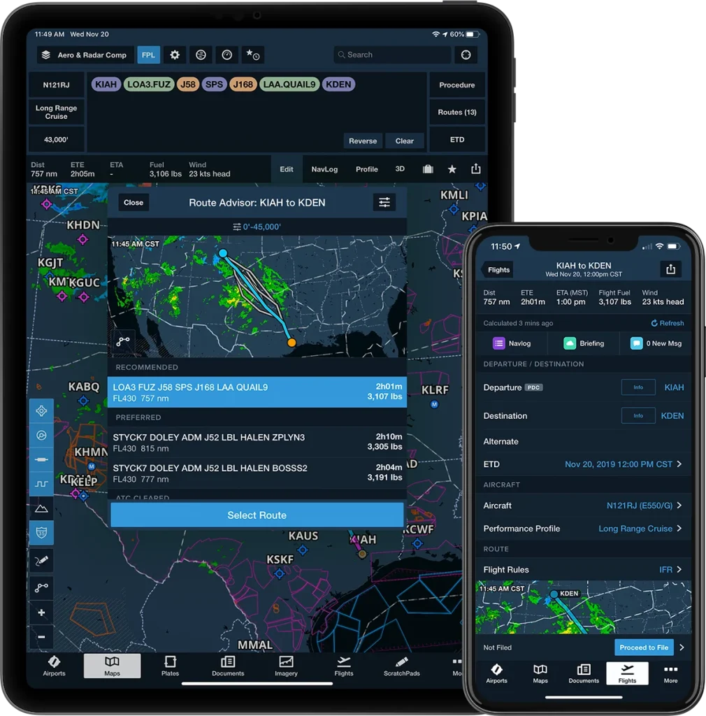 نمایی از برنامه foreflight